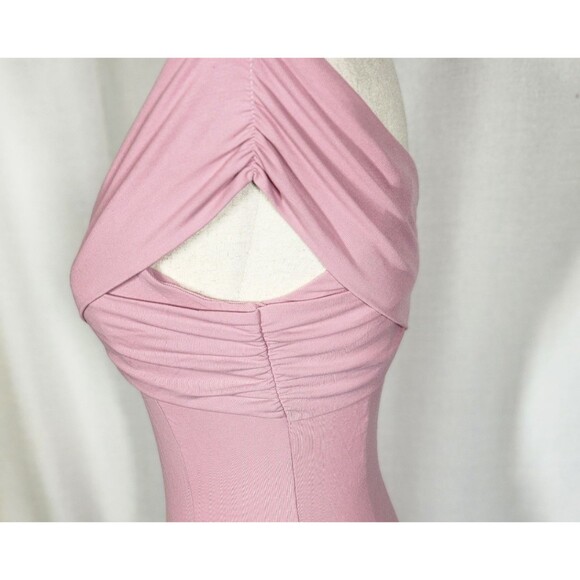 OGL Eco-SkinKiss Flowy Crisscross Off Shoulder Padded Brami Midi Dress Rose Sz M - Picture 4 of 9
